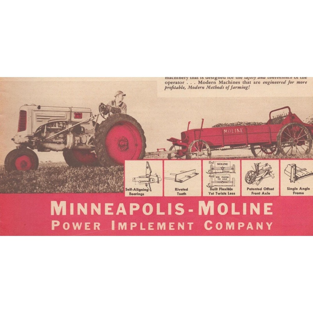 Vintage 1948 Minneapolis Moline Manure Spreader Print Ad Tractor Farm Wall Decor